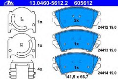 Колодки тормозные дисковые передн, для OPEL INSIGNIA A седан (G09) 2.0 Biturbo CDTI (69) 2012-, код двигателя A20DTR, V см3 1956, кВт 143, л.с. 195, Дизель, Ate 13046056122